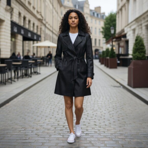 Dana Buchman Women's Black/Python print Trench Jacket Size 2X NWT - Picture 1 of 7